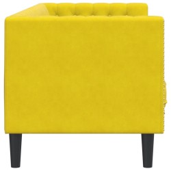 Canapé Chesterfield avec traversins 3 places jaune velours 