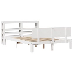 Cadre de lit avec tête de lit sans matelas blanc 150x200 cm 