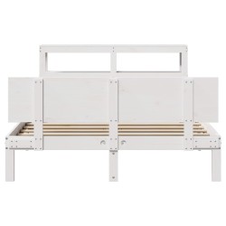 Cadre de lit avec tête de lit sans matelas blanc 150x200 cm 