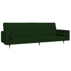 Canapé-lit à 2 places avec deux oreillers Vert foncé Velours 