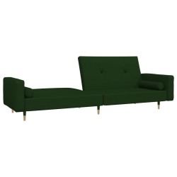 Canapé-lit à 2 places avec deux oreillers Vert foncé Velours 