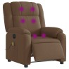 Fauteuil inclinable de massage électrique marron tissu 