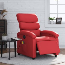 Fauteuil de massage inclinable électrique rouge similicuir 