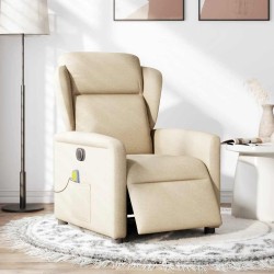 Fauteuil inclinable de massage électrique crème tissu 