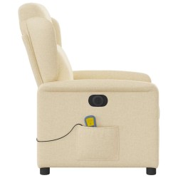 Fauteuil inclinable de massage électrique crème tissu 