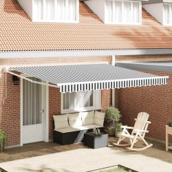 Auvent rétractable anthracite et blanc 4x3 m tissu et aluminium 