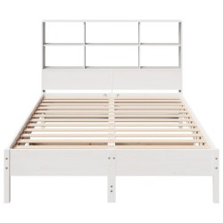 Lit bibliothèque sans matelas blanc 120x190 cm bois pin massif 