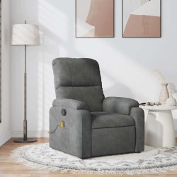 Fauteuil inclinable de massage gris foncé tissu microfibre 