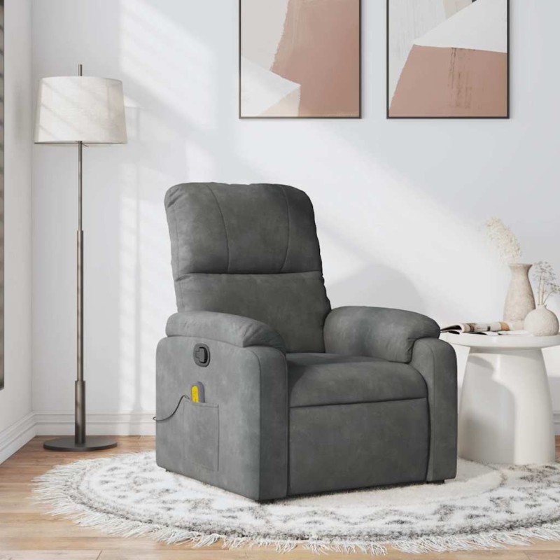Fauteuil inclinable de massage gris foncé tissu microfibre 