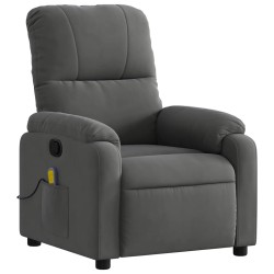 Fauteuil inclinable de massage gris foncé tissu microfibre 