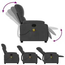 Fauteuil inclinable de massage gris foncé tissu microfibre 