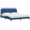 Cadre de lit avec LED sans matelas bleu 180x200 cm tissu 