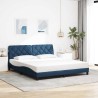 Cadre de lit avec LED sans matelas bleu 180x200 cm tissu 