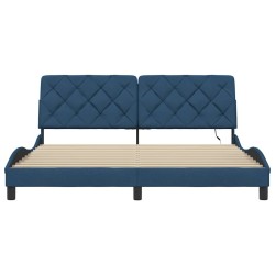 Cadre de lit avec LED sans matelas bleu 180x200 cm tissu 