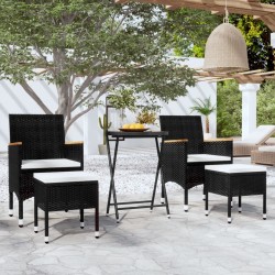 Ensemble de bistro de jardin 5pcs Résine tressée et acacia Noir 