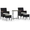 Ensemble de bistro de jardin 5pcs Résine tressée et acacia Noir 