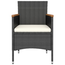 Ensemble de bistro de jardin 5pcs Résine tressée et acacia Noir 