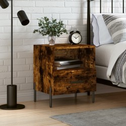Table de chevet chêne fumé 40x35x47,5 cm bois d’ingénierie 