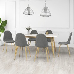 Chaises à manger lot de 6 gris clair velours 