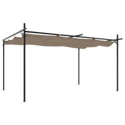 Pergola avec toit rétractable taupe 395x292x230 cm 