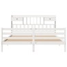 Lit bibliothèque sans matelas blanc 180x200 cm bois pin massif 