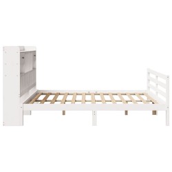 Lit bibliothèque sans matelas blanc 180x200 cm bois pin massif 