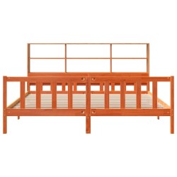Lit bibliothèque sans matelas cire marron 180x200cm bois massif 