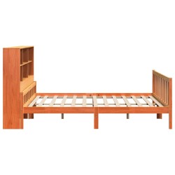 Lit bibliothèque sans matelas cire marron 180x200cm bois massif 