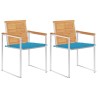 Chaises de jardin avec coussins lot de 2 Teck solide et acier 