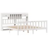 Lit bibliothèque sans matelas blanc 200x200 cm bois pin massif 