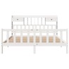 Lit bibliothèque sans matelas blanc 200x200 cm bois pin massif 