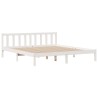 Lit bibliothèque sans matelas blanc 200x200 cm bois pin massif 