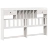 Lit bibliothèque sans matelas blanc 200x200 cm bois pin massif 