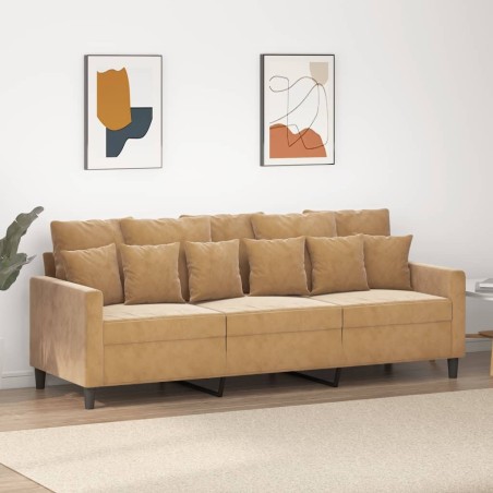 Canapé à 3 places Marron 180 cm Velours 