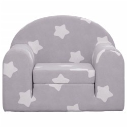 Canapé-lit pour enfants gris clair avec étoiles peluche douce 