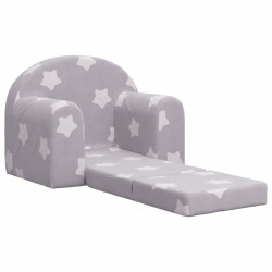 Canapé-lit pour enfants gris clair avec étoiles peluche douce 