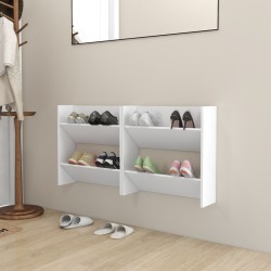 Armoires à chaussures murales 2 pcs Blanc 60x18x60 cm Aggloméré 