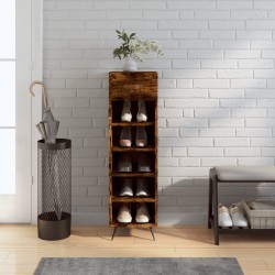Meuble à chaussures chêne fumé 30x35x105 cm bois d'ingénierie 
