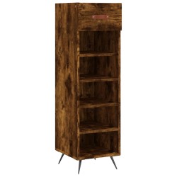 Meuble à chaussures chêne fumé 30x35x105 cm bois d'ingénierie 
