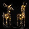 Décorations de Noël 2 pcs rennes 80 LED blanc chaud rotin 