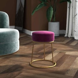 Tabouret rond Violet Velours 