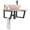 Supports d'étagères pour lavabo 2 pcs noir trapèze acier 