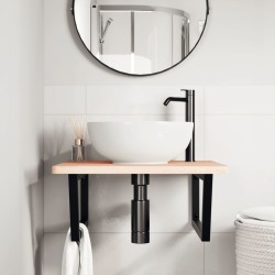 Supports d'étagères pour lavabo 2 pcs noir trapèze acier 