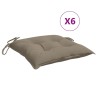 Coussins de chaise lot de 6 taupe 40x40x7 cm tissu oxford 