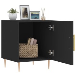 Table de chevet noir 40x40x50 cm bois d’ingénierie 
