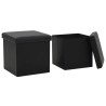 Tabourets de rangement pliables lot de 2 noir similicuir 