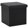Tabourets de rangement pliables lot de 2 noir similicuir 