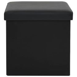 Tabourets de rangement pliables lot de 2 noir similicuir 