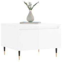 Table basse blanc brillant 50x46x35 cm bois d'ingénierie 