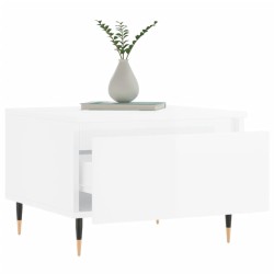 Table basse blanc brillant 50x46x35 cm bois d'ingénierie 